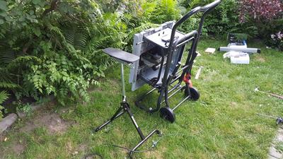 Folded down on stand