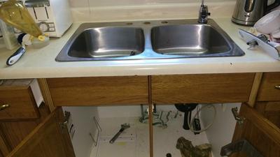 3 hole sink, old faucet removed