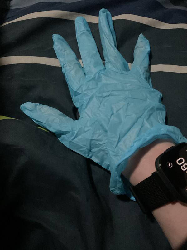 Nitrile/Vinyl glove on my hand