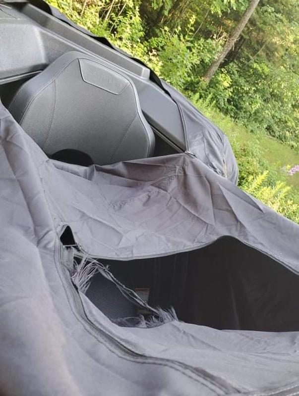 The shredded fabric cover