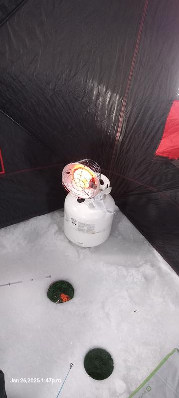 Actual heater used (76-2130), just be careful not to touch heater or allow the heater to touch the shelter.