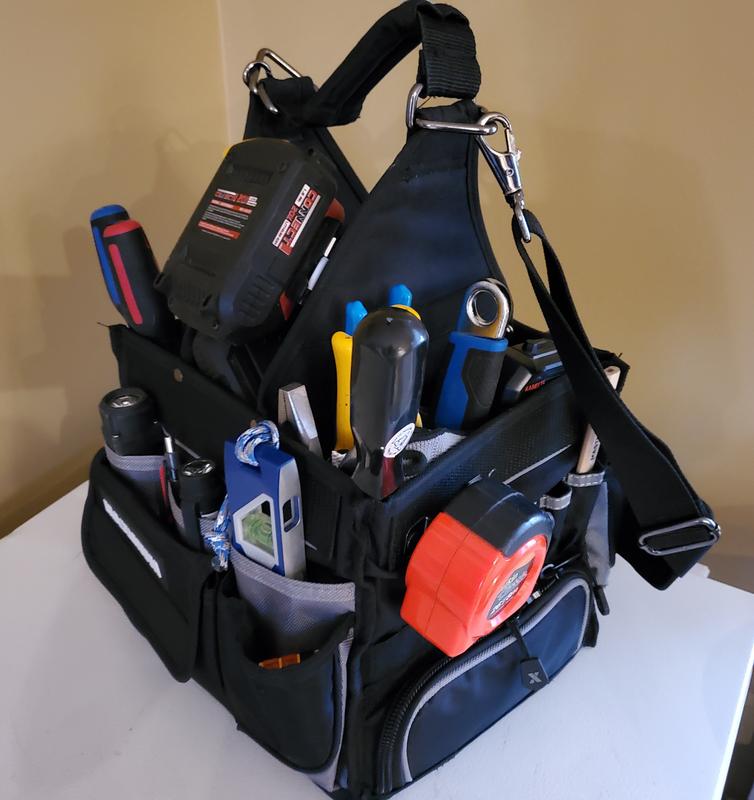 MAXIMUM Electricians Tote Tool Bag w/ Shoulder Strap, 35 Pockets, 11-in