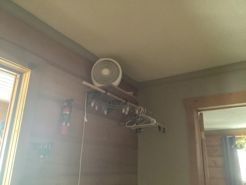 Moves the warm air from the woodstove