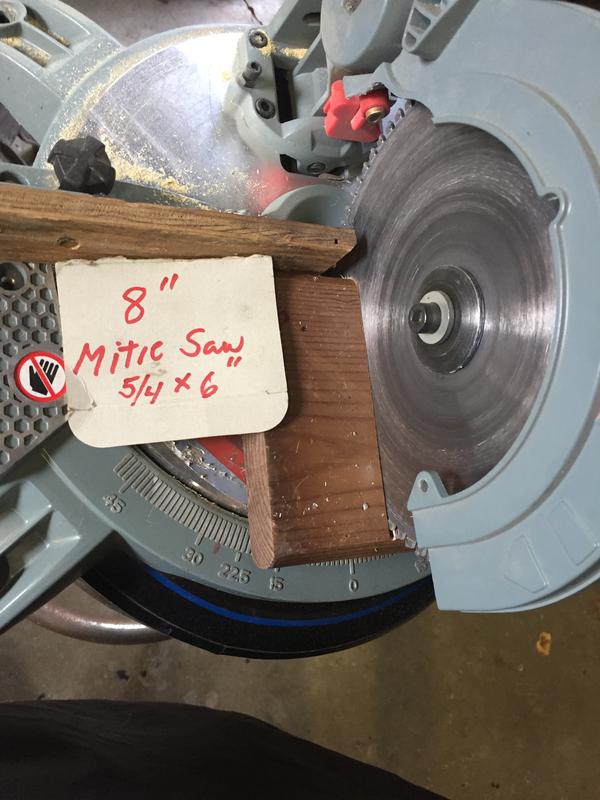 8" mitre saw doesn't quite cut through a 5/4 x 6" deck board