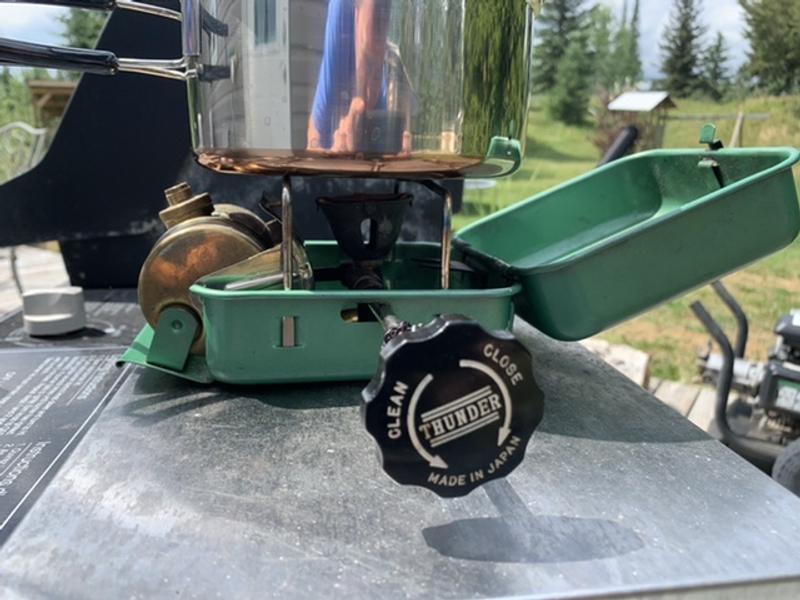 Pot on camping stove