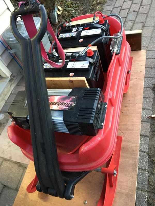 Batteries wired to inverter.