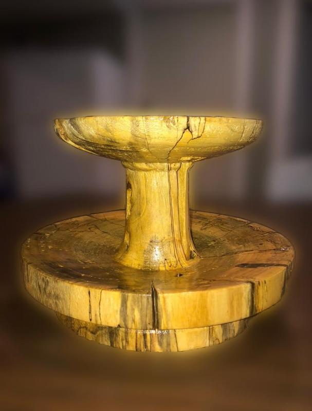 Spalted wood turned platter finished with Zinsser Bulls Eye Shellac