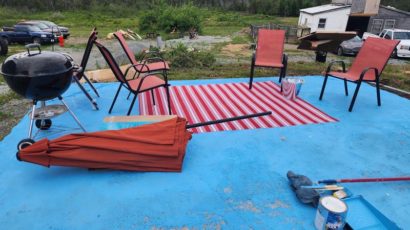 Our outdoor space with no table, sadly