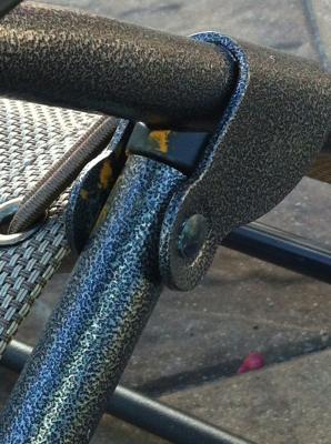 Rust drips at seat fold