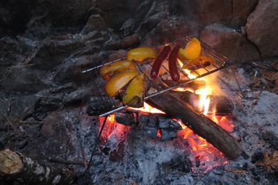 Grilling veggies and sausage