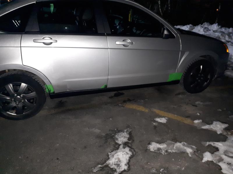 See snow sitting around car as I applied the RG!