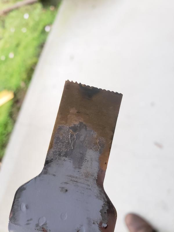 From trying to cut nails between two peices of wood. Did one, won't get through the next.