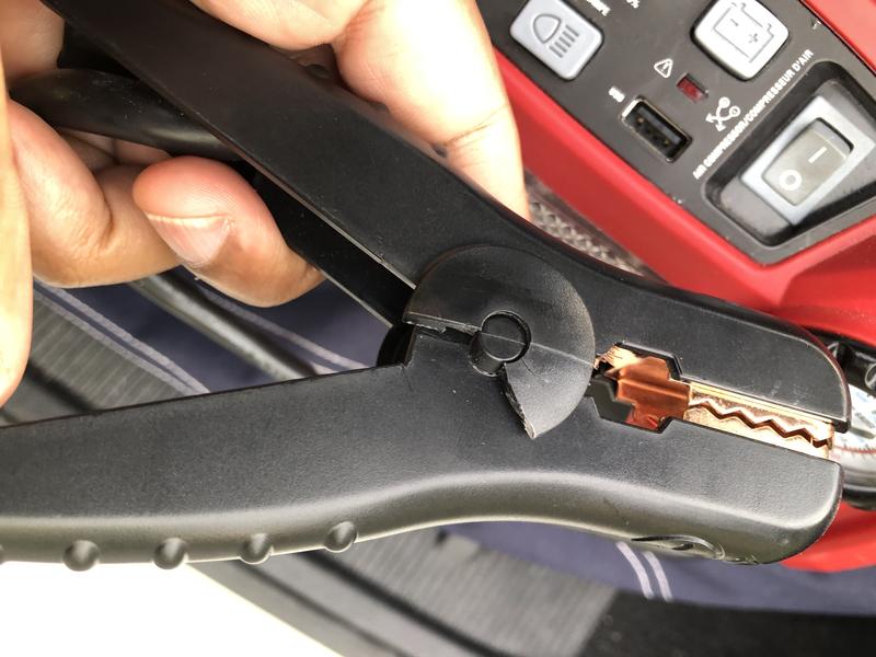 Plastic bit broke and now the spring falls out so that the connector won’t stay on the terminal.