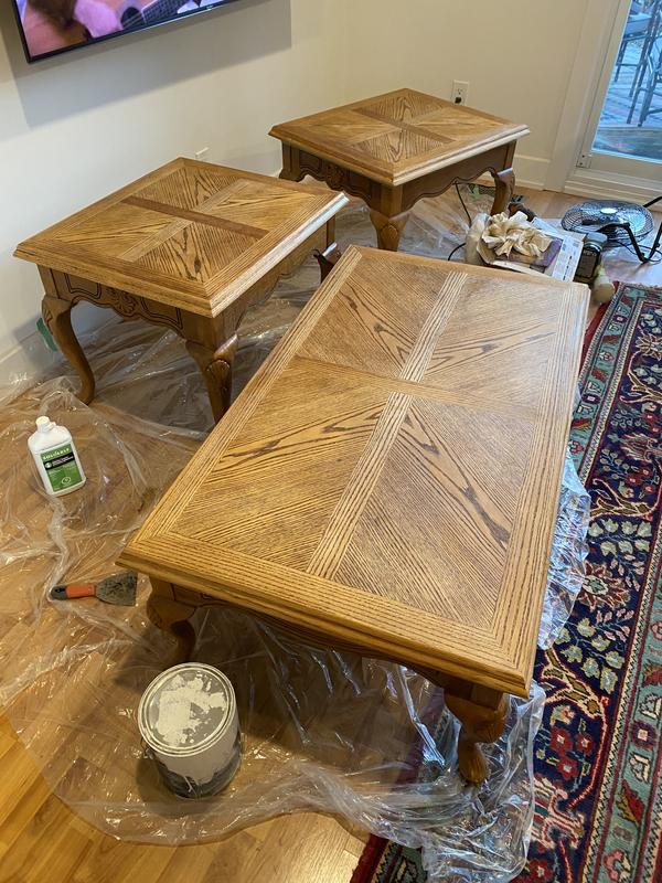 After wood conditioner.