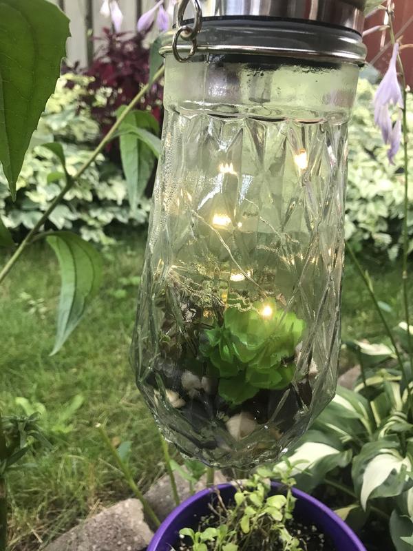 I added my own stones and faux succulent to the jar.