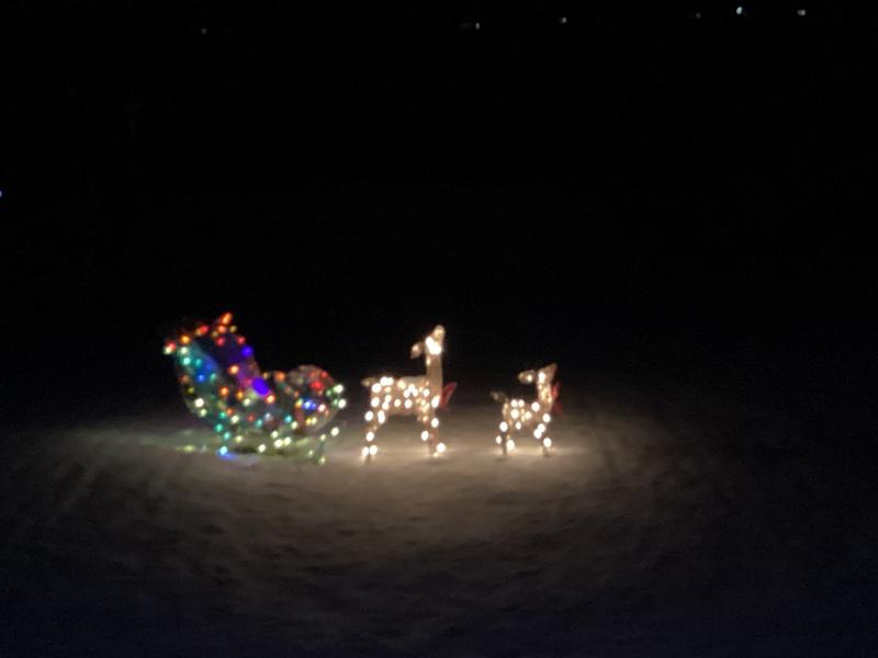 Santa sled lights up every night it’s fantastic