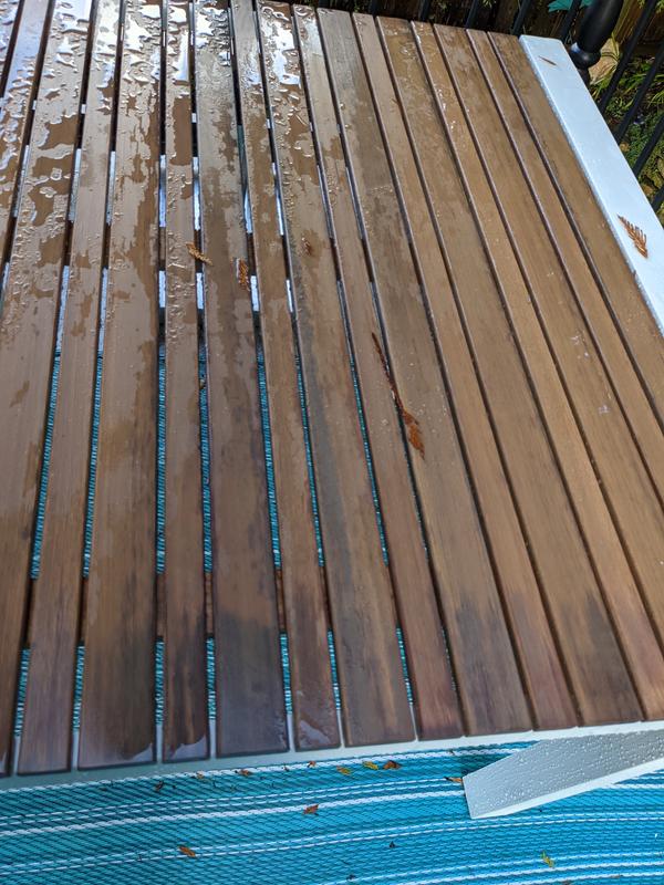 blackening of wood on table after 1 week.