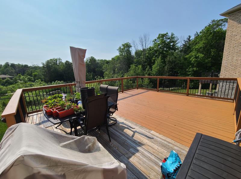 Deck half complete with Cedar semi-transparent