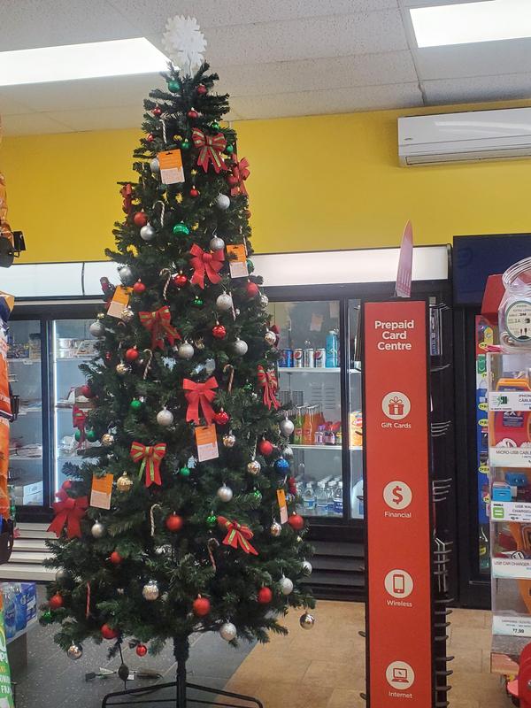 Christmas tree put up and decorated.