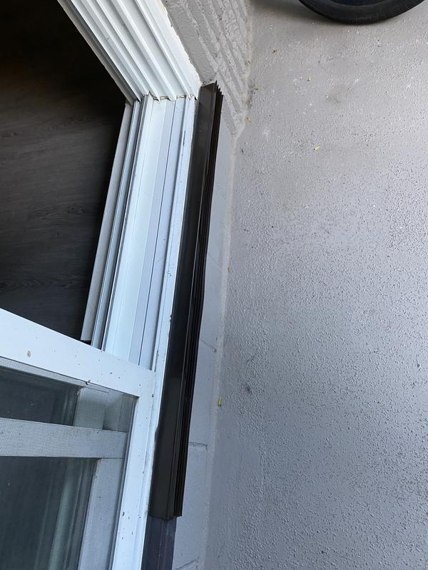 DIY to hide sharp flashing by patio door on balcony