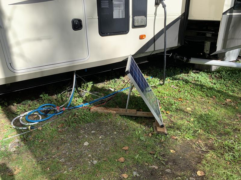 Set up on wooden frame with ground anchors.