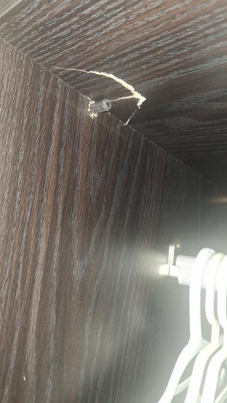 Damaged large shelf (over rod).