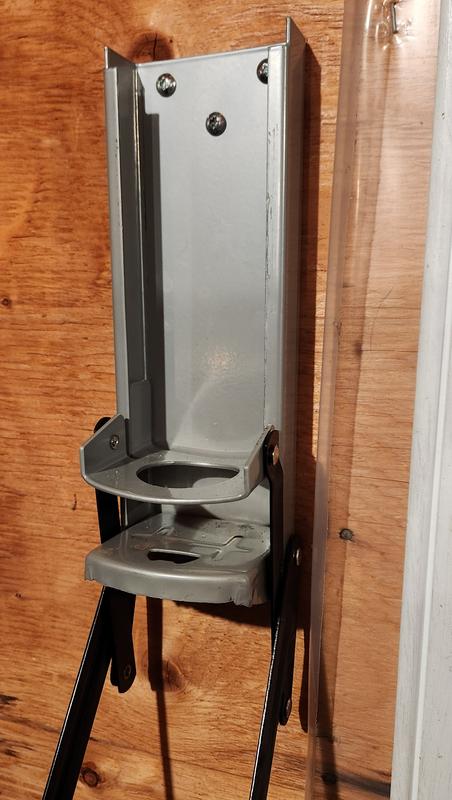 Lever down - use caution when choosign a mounting location.