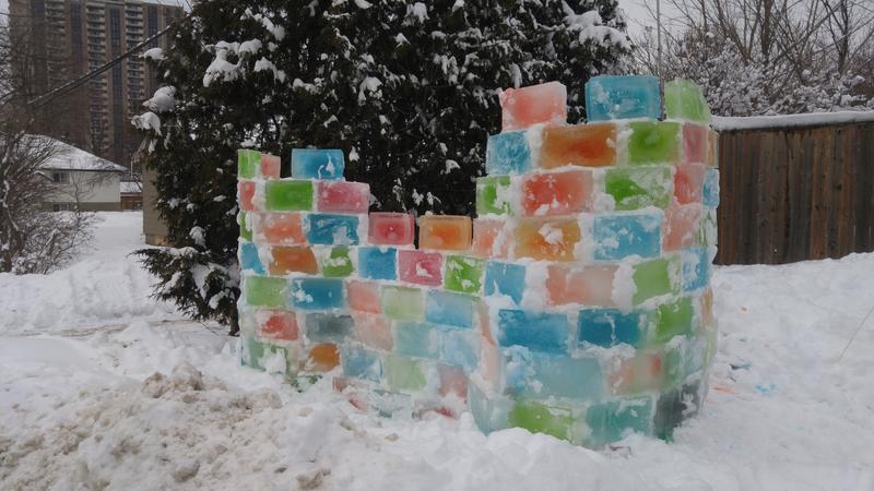 Ice structure build using bricks I made with the bins.