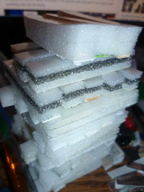 An old batch of pads I made from thinner foam, doubling or even triple layering the 3/16 foam to be thick enough.