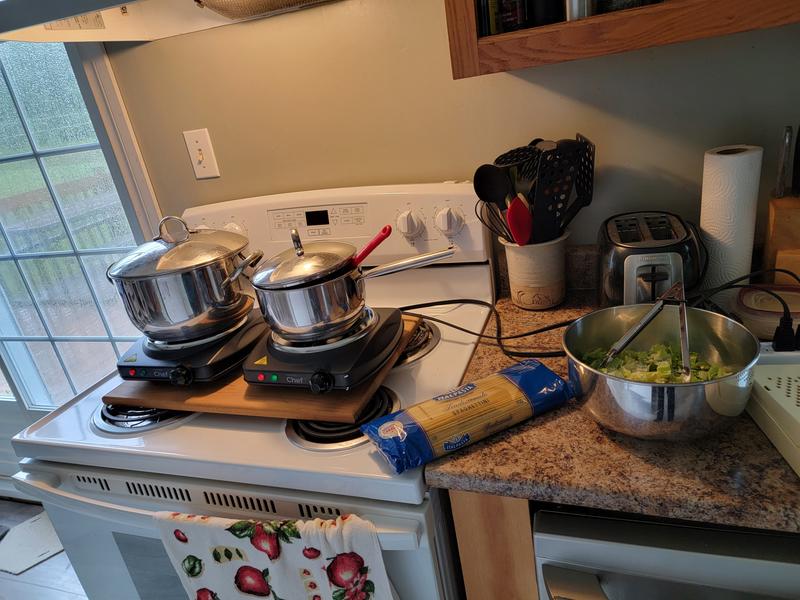 Yummm can't wait to eat. Extra special spaghetti dinner made after Fiona stormed in.