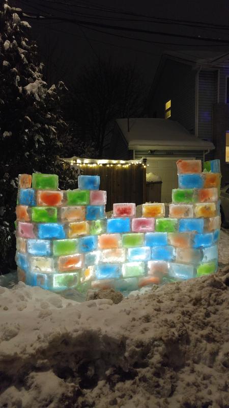 Ice structure at night - lit up with noma lights from behind