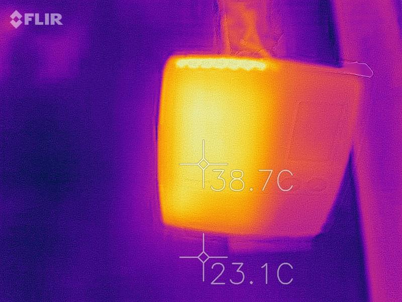 Thermal image showing the thermostat after it was running for a while, room is up to 23.1 degrees.  Thermostat was within spec at this time.
