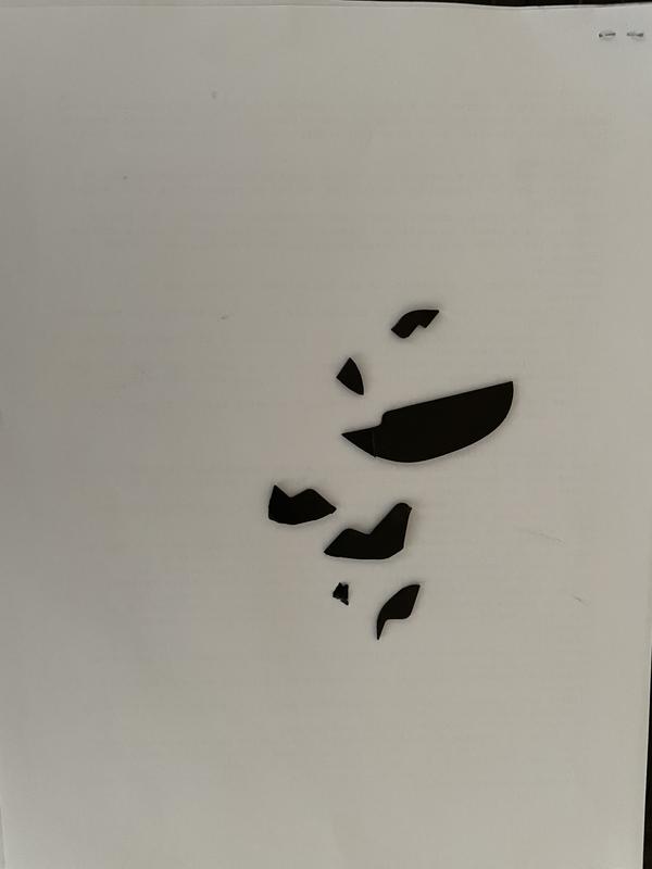 Chunk missing from lid and pieces found at the bottom of the box