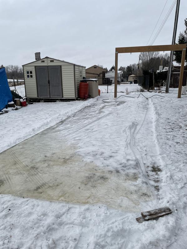All the water pooling to one corner because of slope