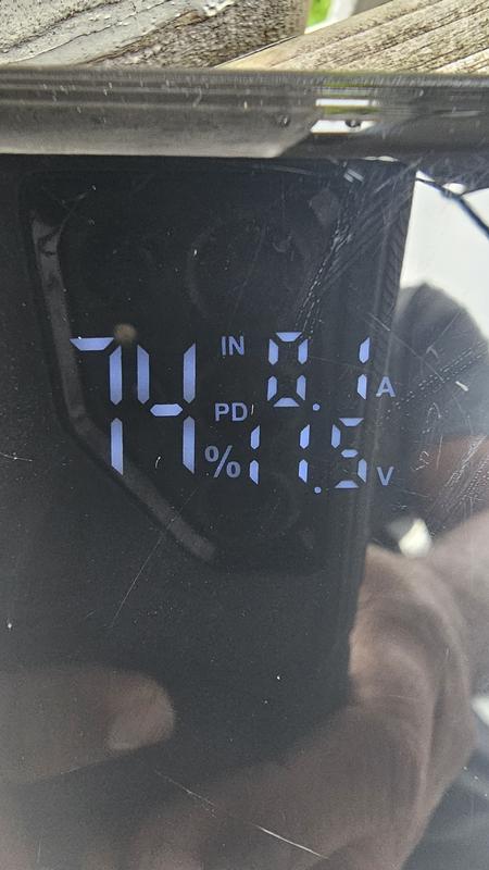 Powerbank started at 28% already charged and went up to 74% in about 5 hrs.