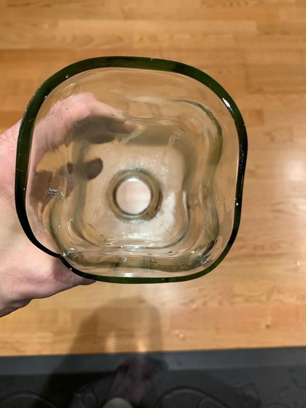 Broken bottle with uneven thickness of glass