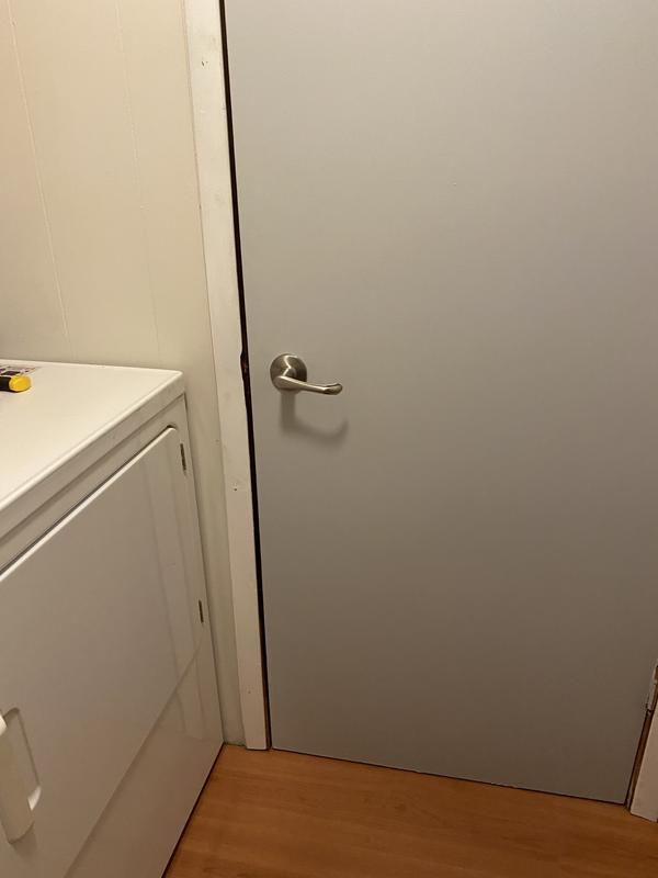 Painted two older doors in my home with Canadian Tire Premier Paint “Fog”.