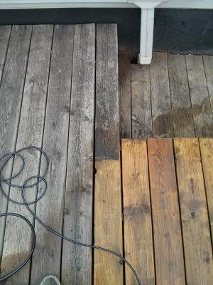 pressure washed wood progress