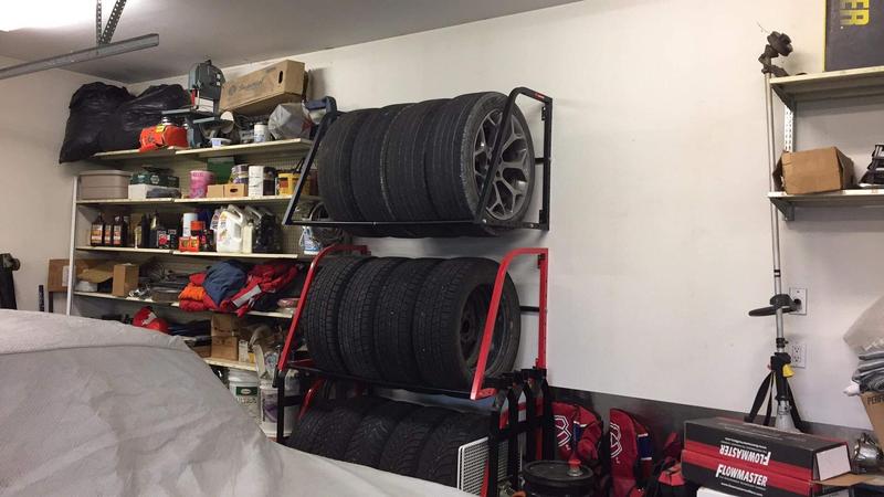 Today's WOD: Tire racks for my Tesla Motorsport garage based