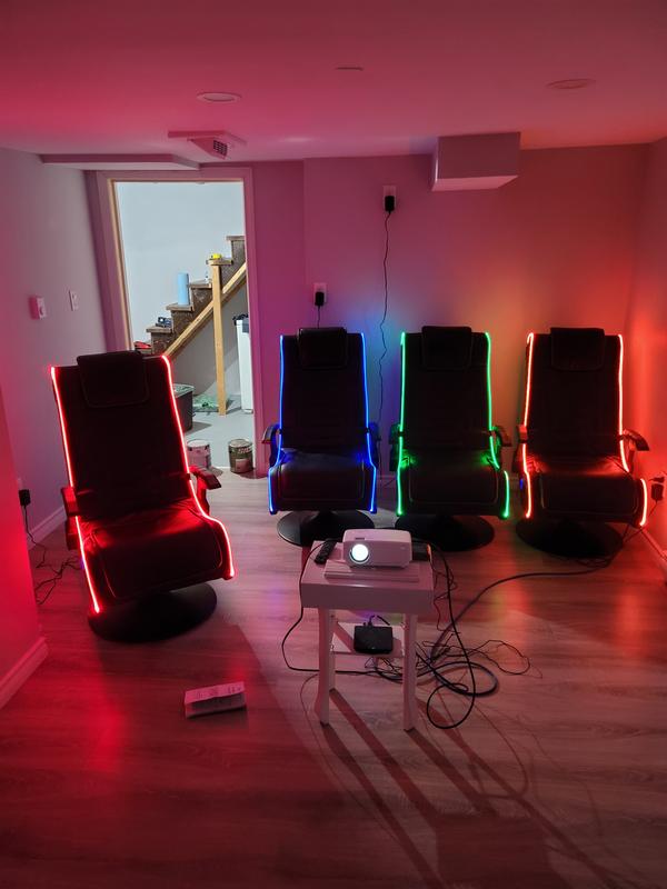 Set up new theater room. Vibration, Bass, Sound, and LED are great. Media Output works on all 4 chairs same times (PHONE)or 1 WIFI box on all 4 work great (TV BOX) Base doesnt swivel smooth. No part to replace. Quite satisfied with overall.