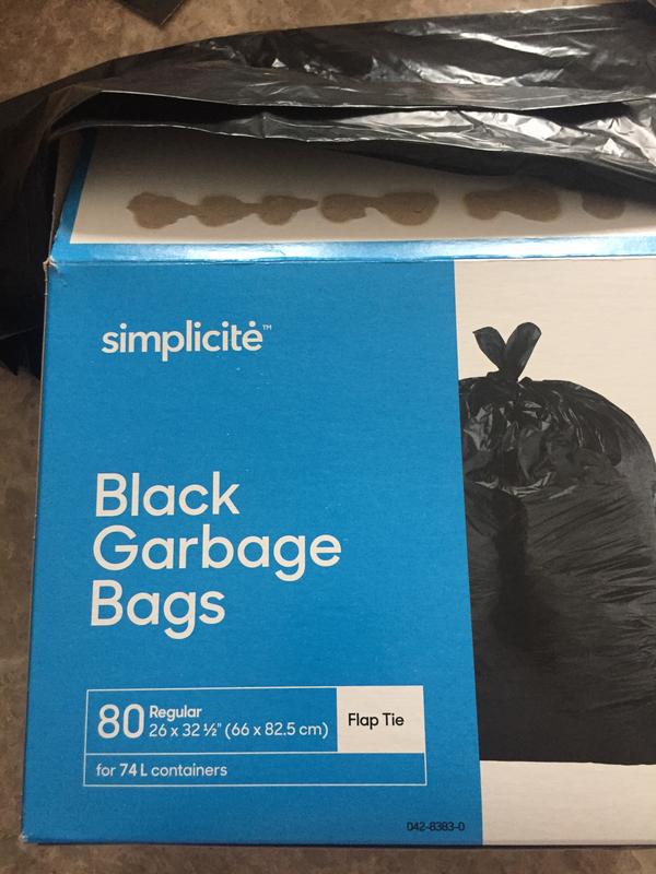 Simplicité Black Garbage Bags 80 Regular
