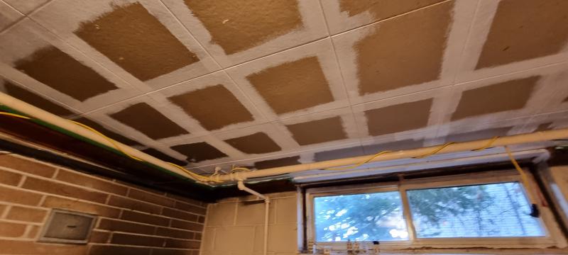 Smoke-stained basement tile