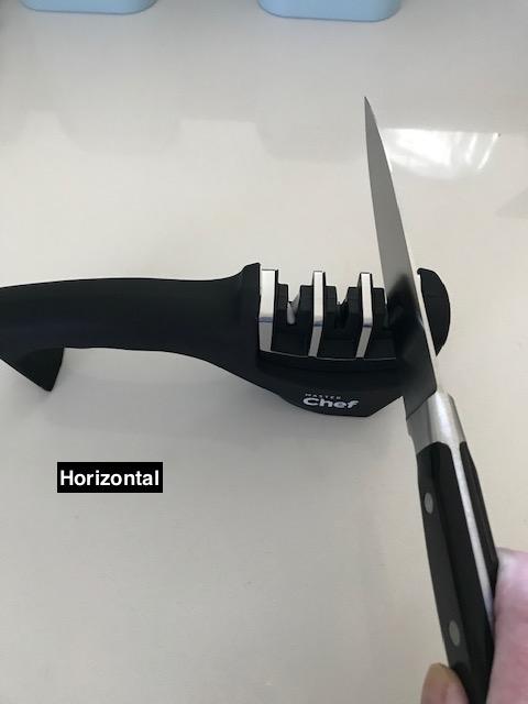 You'll have better luck holding the knife horizontally!!