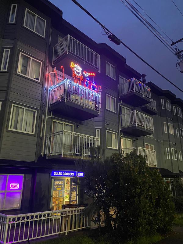 In this Christmas Display, you have to Really Look Close to see the Blue Ribbons on those Red Presents!