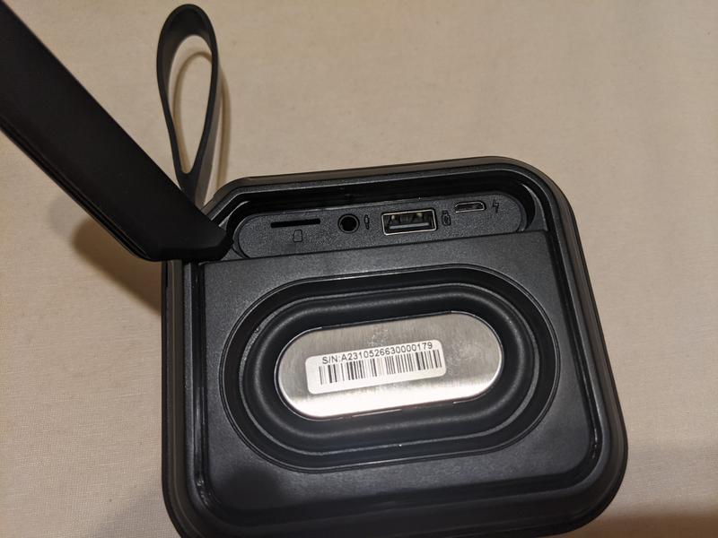 Ports on reverse. Below the ports is a rear bass reflez port tha visibly vibrates on heavy bass notes.