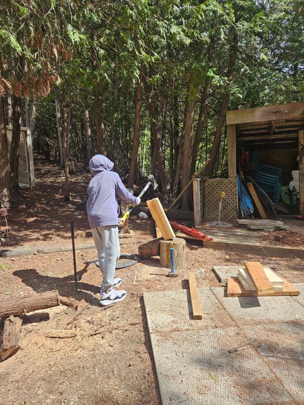My grandson with his splitting axe
