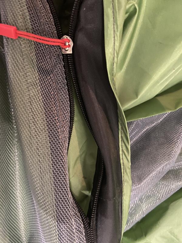 Threads split without any tension on tent