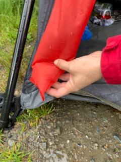 Inside lining of tent it's takes in all water I had to end up cutting it to get water out