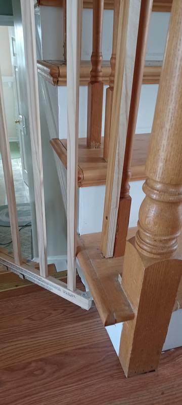 Note the stair risers are preventing the gate from opening all the way.