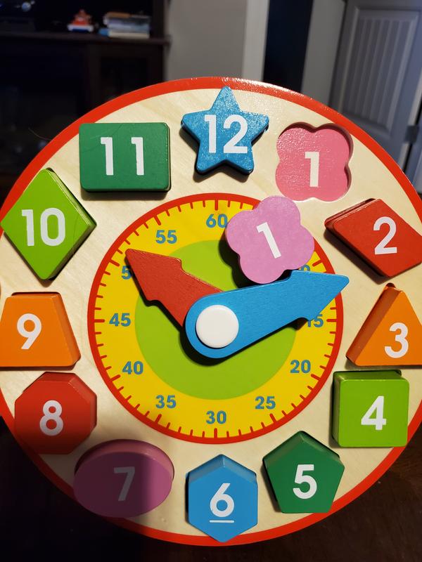 Took out a block so you can see the colours match to help kids figure out multiple ways to match, not just shape.